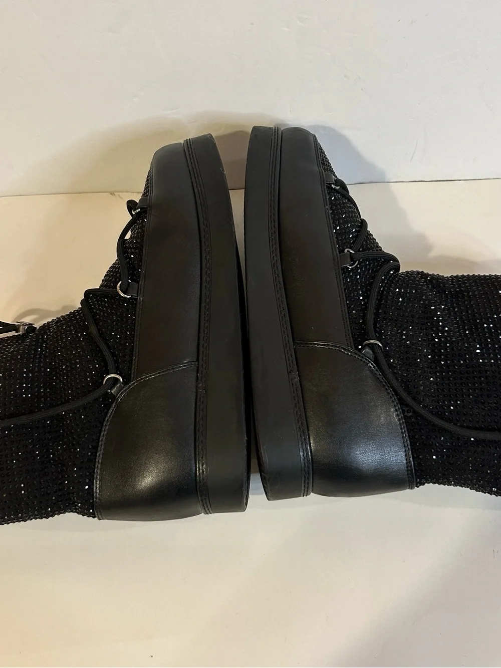 INC Women’s Black Rhinestone Lace Up Wool Lined Winter Boots Size 11